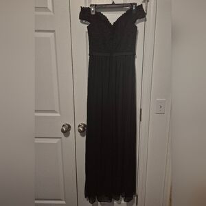 David's Bridal Black Lace Bodice Maxi Gown